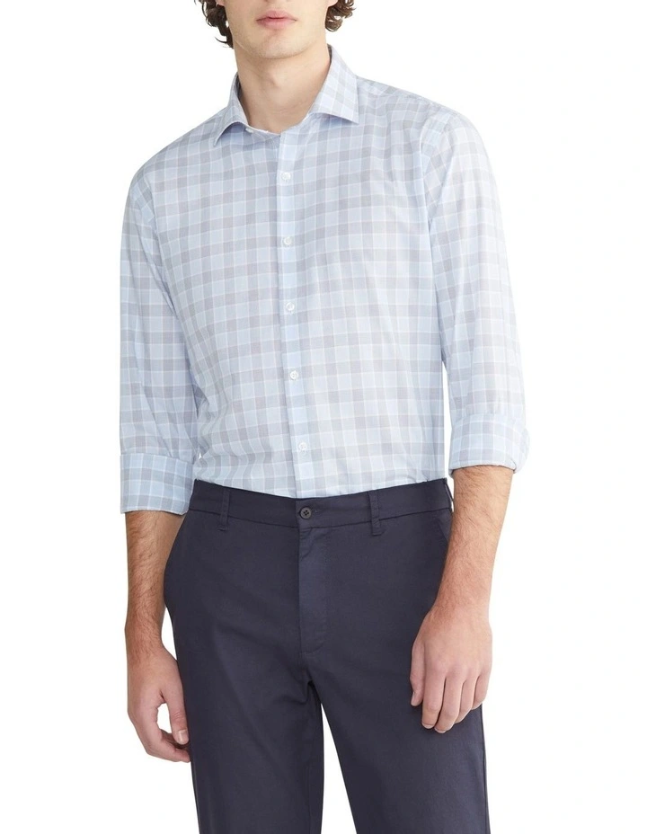 Slim 2 Colour Large Check Shirt in Blue