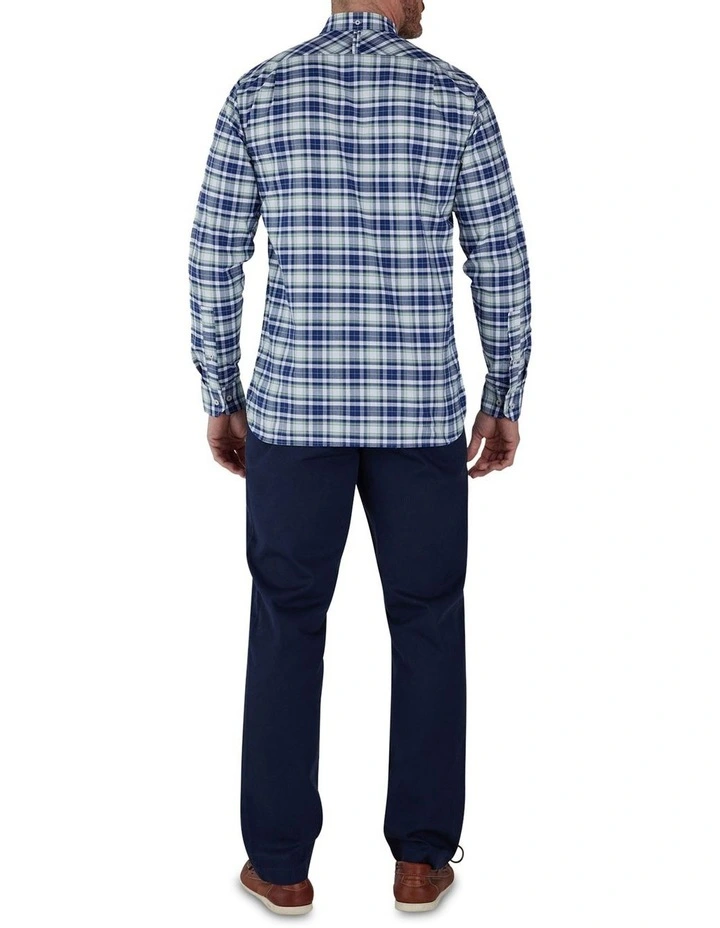Oxford Check Long Sleeve Shirt in Navy