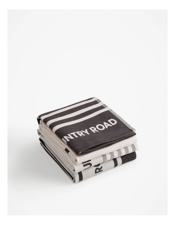 Aeri Australian Cotton Tea Towel Pack of 3 in Charcoal