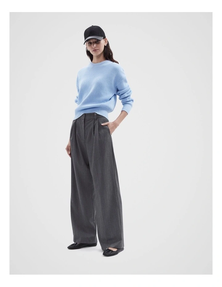Crew Neck Knit Jumper in Smoke Blue