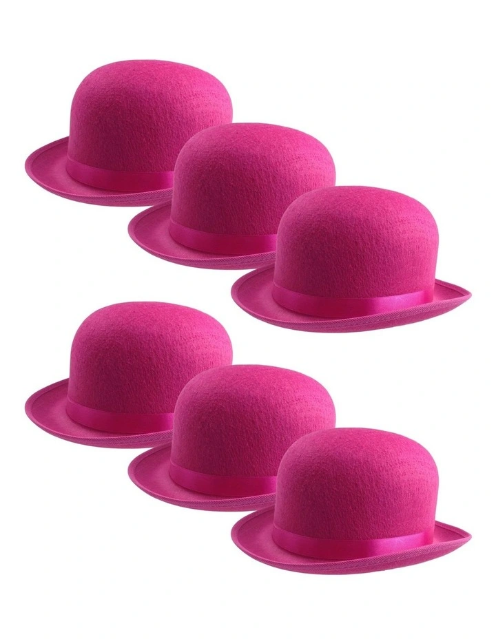 Bowler Hat 6 Pack in Hot Pink