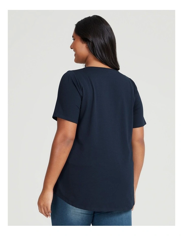 Australian Cotton V-Neck Tee in Navy
