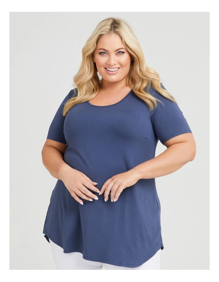 Bamboo Base Short Sleeve Top in Strom Grey