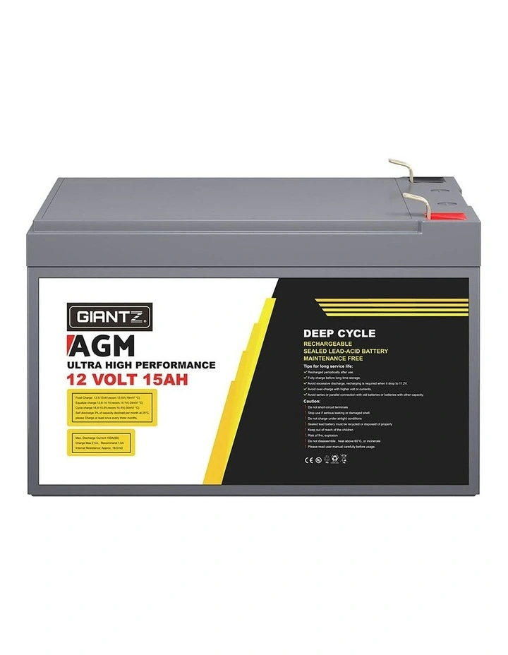AGM Battery 12V 15Ah Deep Cycle Box Portable Solar Caravan Camping