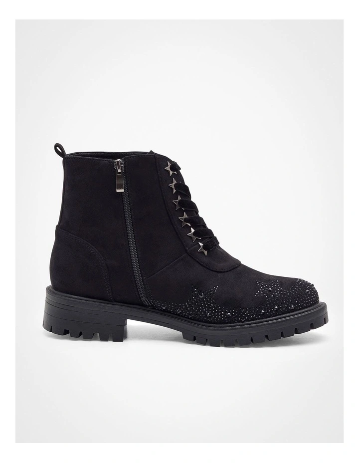 Star Bling Biker Boot in Black