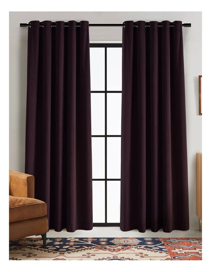 Blockout Eyelet Curtains Twin Pack in Aubergine