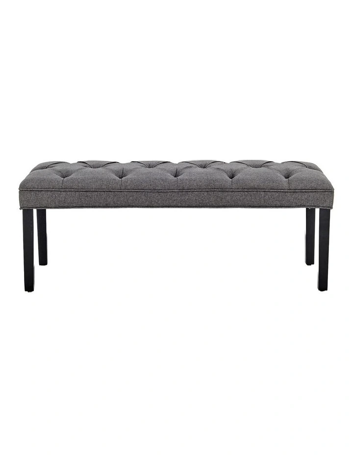 Cate Button-Tufted Upholstered Bench in Dark Grey