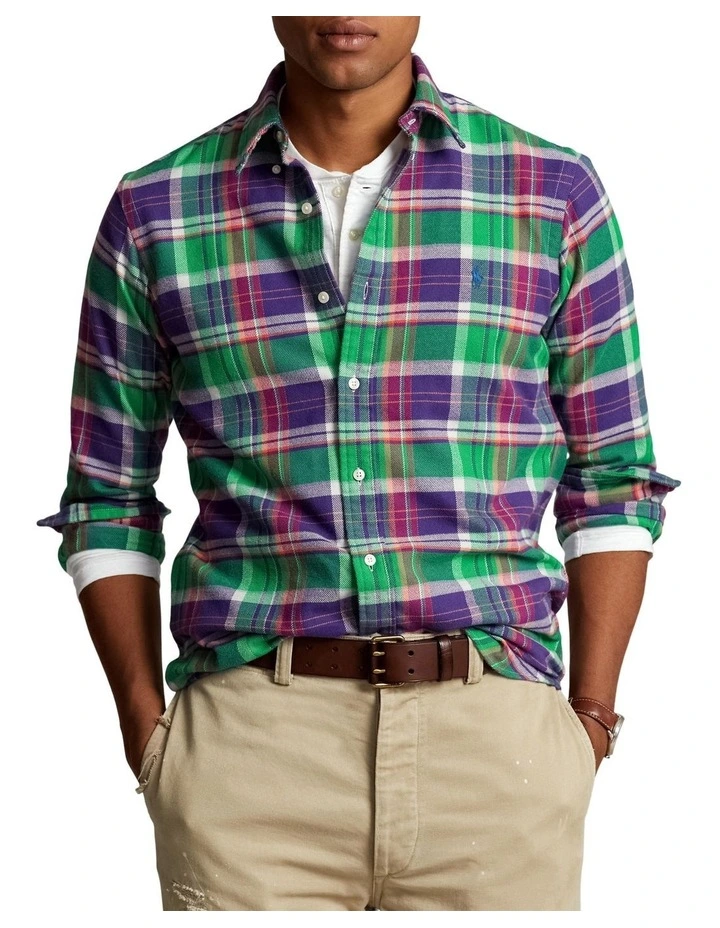 Custom Fit Plaid Twill Shirt in Assorted