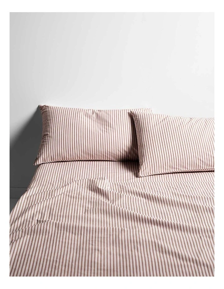 Ticking Stripe Sheet Set in Bronze
