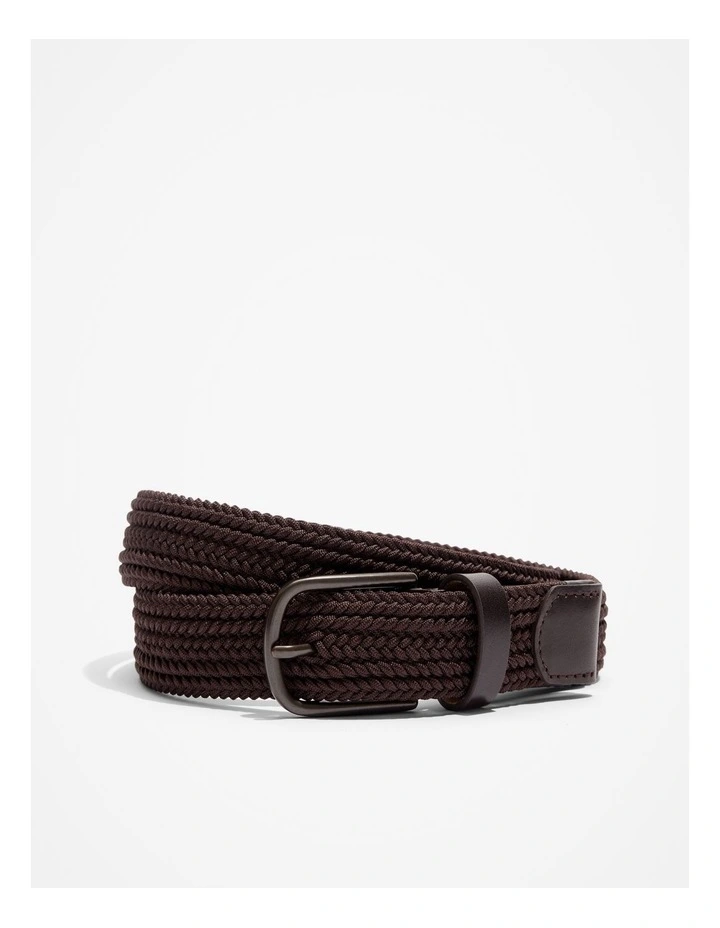 Stretch Woven Belt in Chocolate