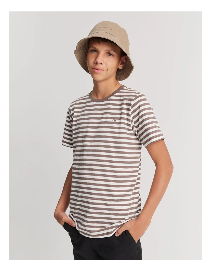 Teen Recycled Cotton Blend Stripe T-shirt in Chocolate Stripe