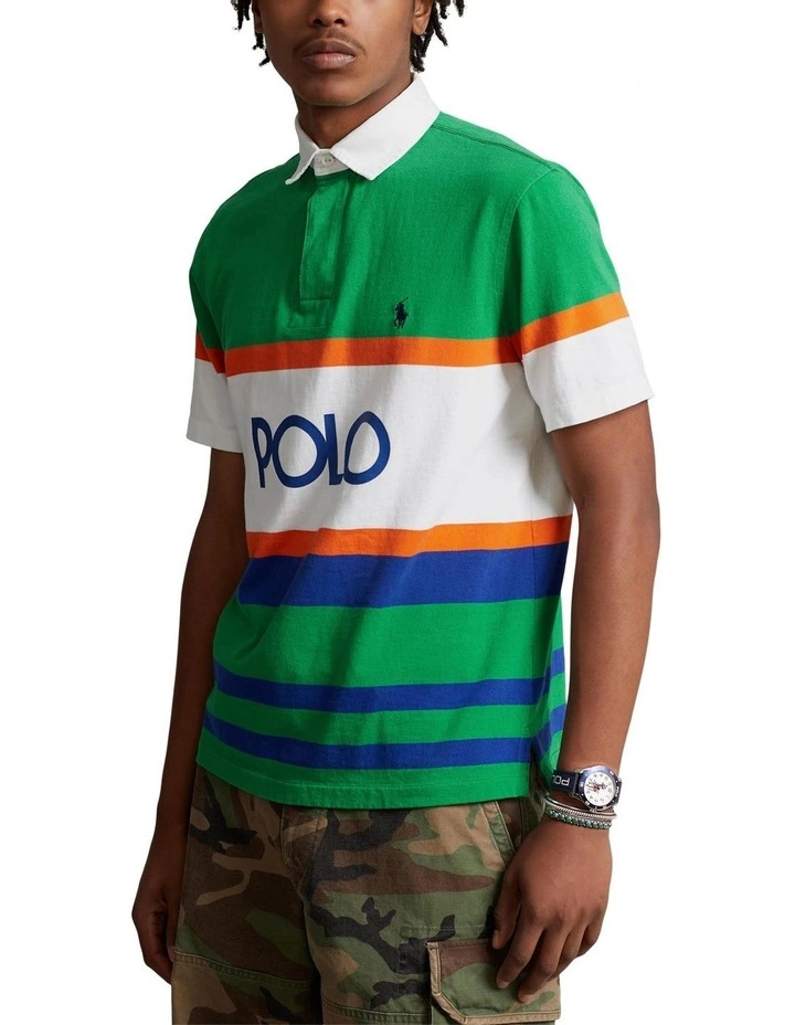 Classic Fit Logo Jersey Rugby Shirt in Green
