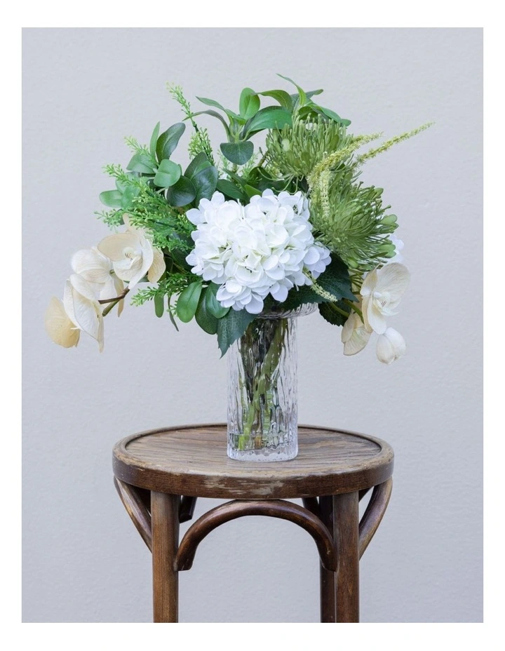 50cm Hydrogena and Orchid Artificial Flower Bunch Arrangement in Green