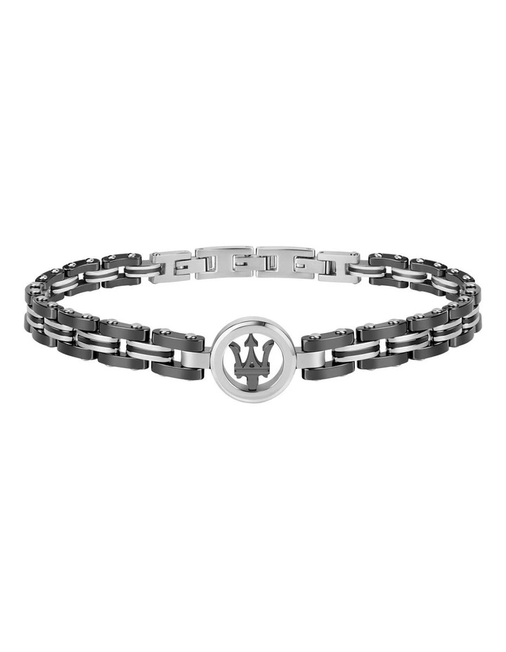 Ceramic Stainless Steel Bracelet with Trident Logo in Black