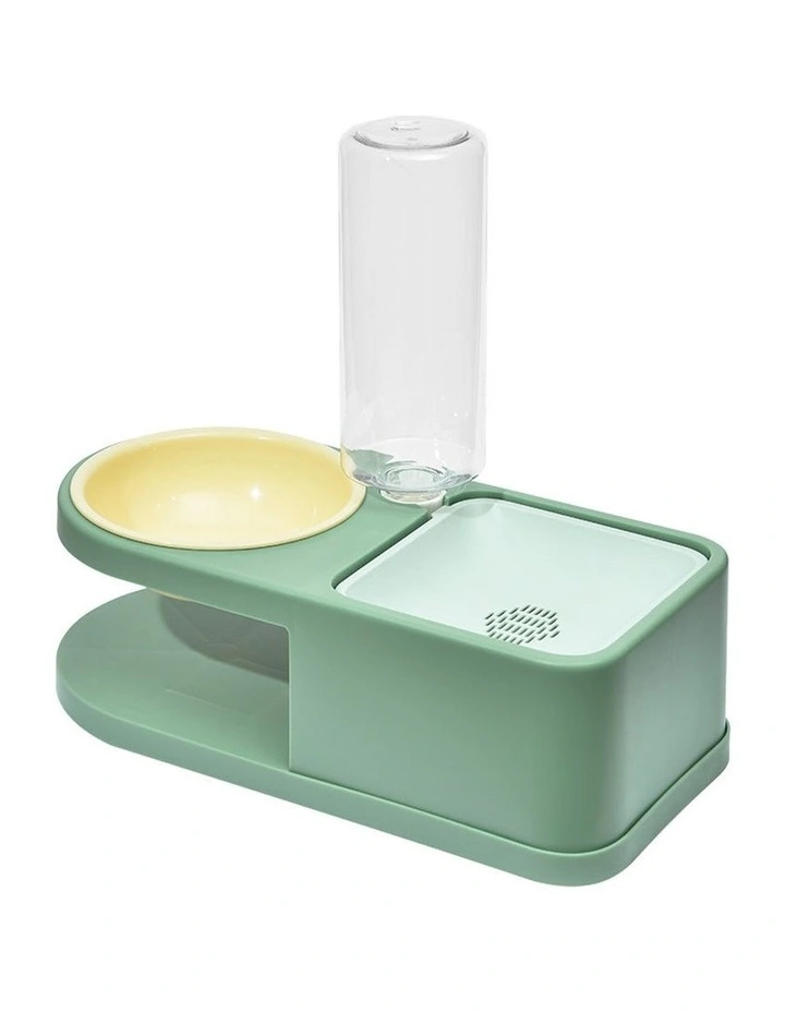 Square Met Round Pet Plastic Feeding Bowl in Green