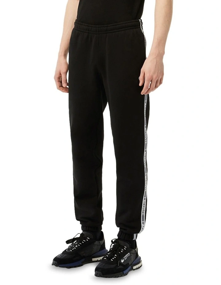 Logo Tape Fleece Trackpant in Black