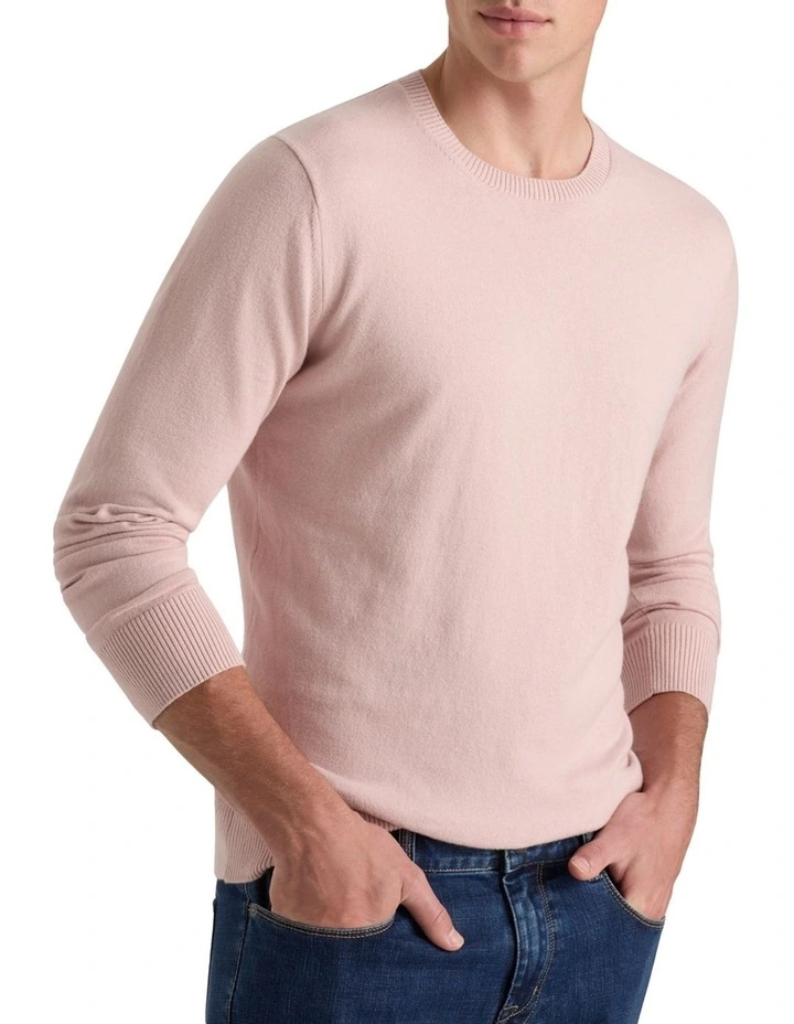 Callaway Cotton Cashmere Crew Knit in Vintage Pink