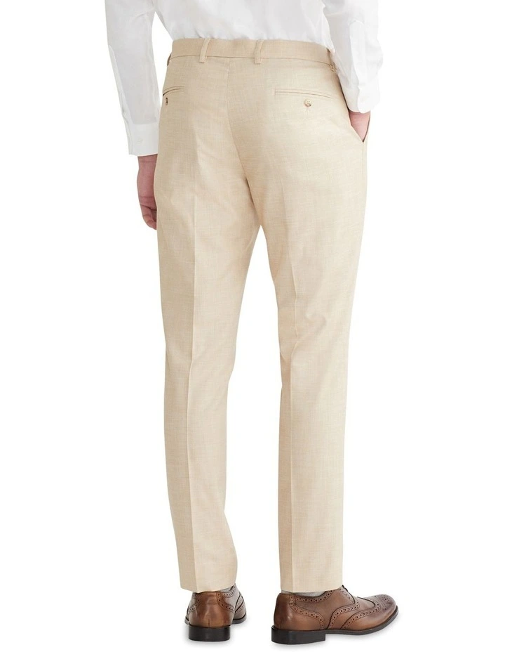 Slim Sharkskin Plain Suit Pant in Ecru