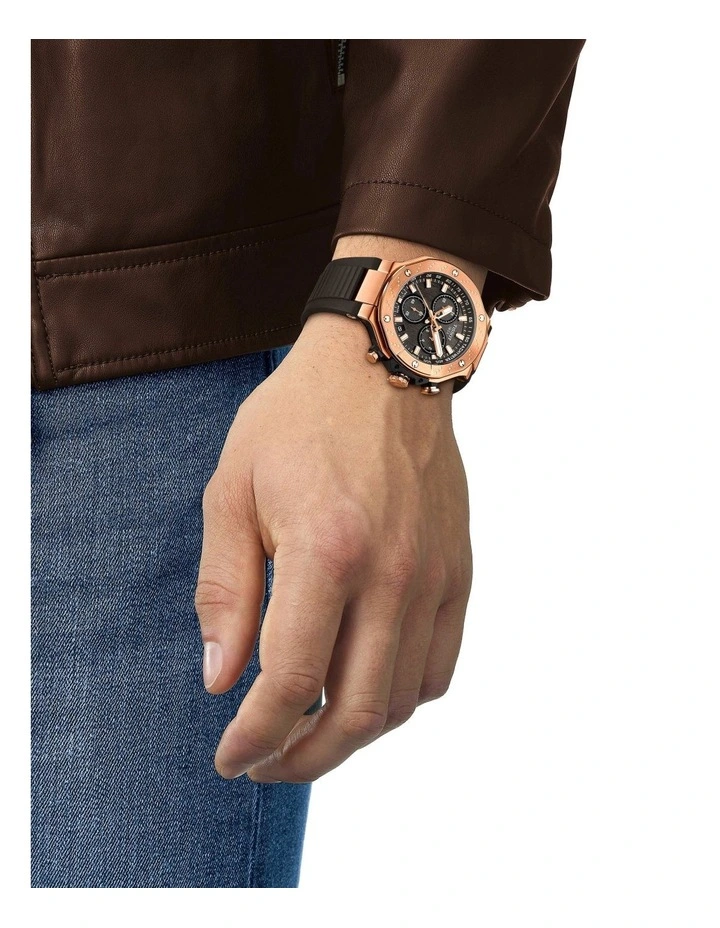 T-Race Chronograph T1414173705100 Watch in Black/Rose Gold