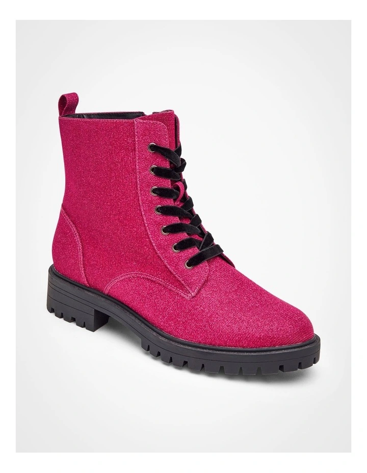 Sparkle Lace Up Boot in Pink