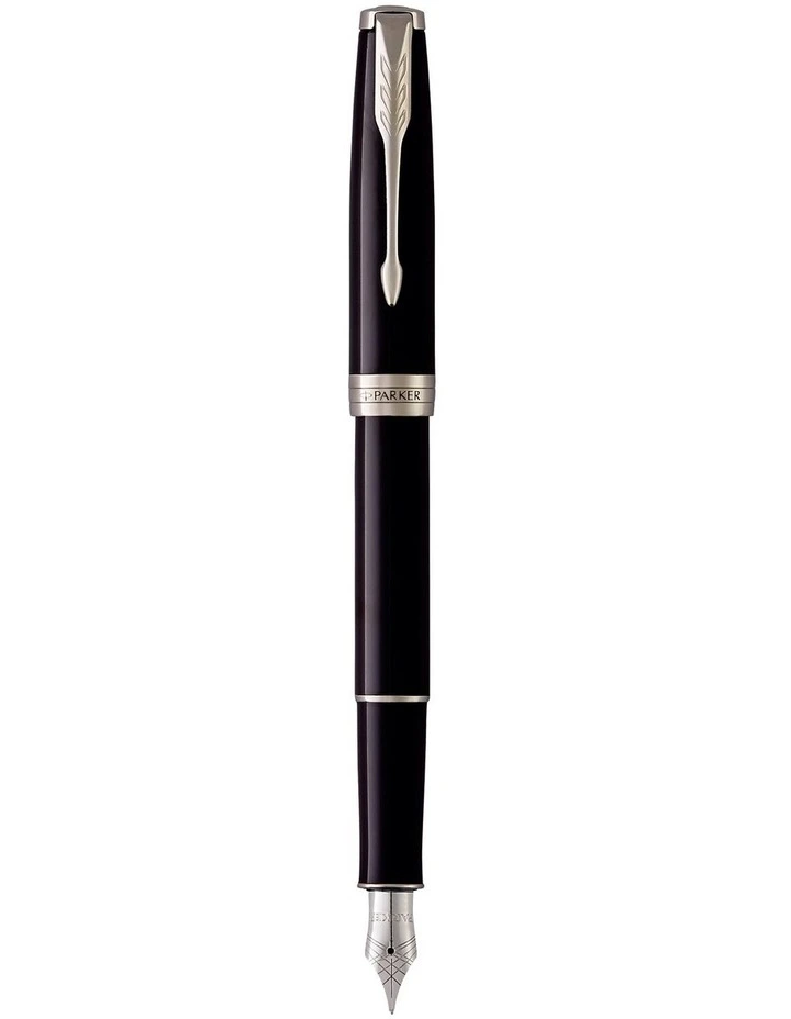 Parker Sonnet Black Lacquer Chrome Trim Fountain Pen