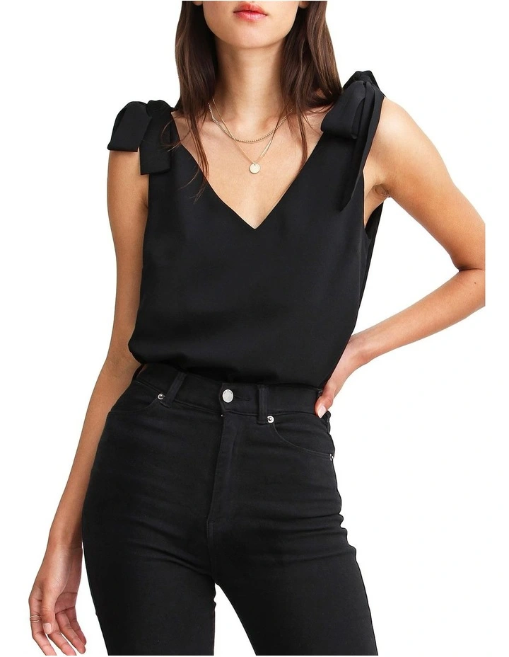 Feel For You Black V-Neck Top