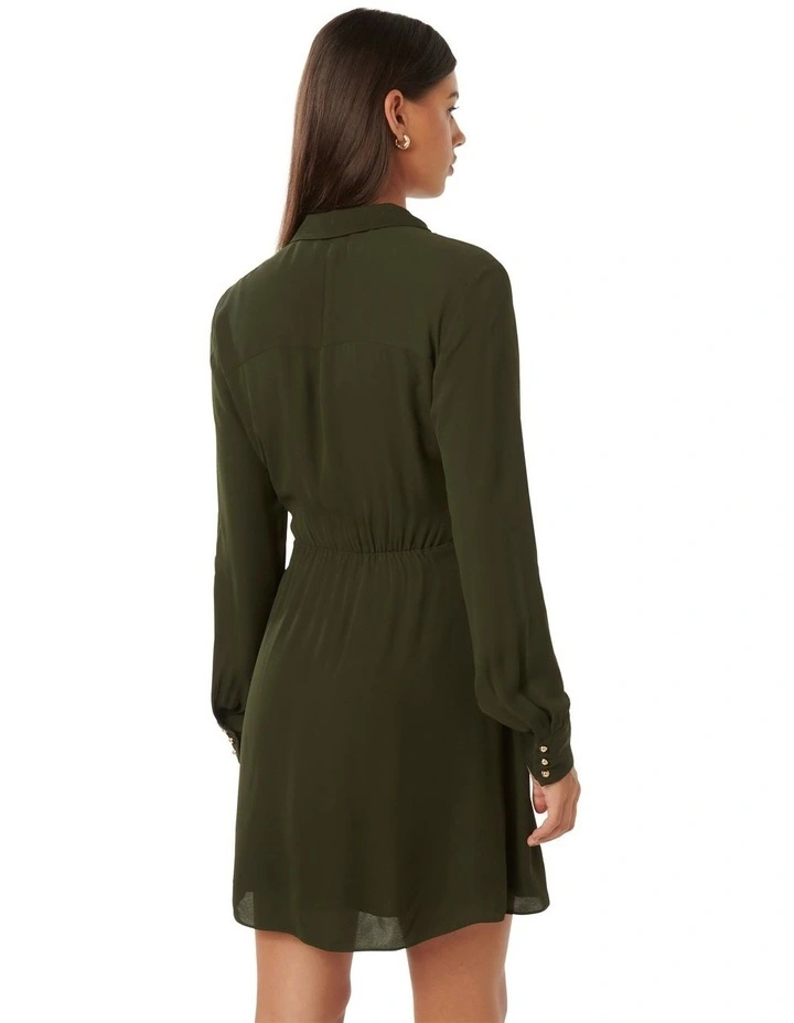 Sherri Mini Shirt Dress in Olive