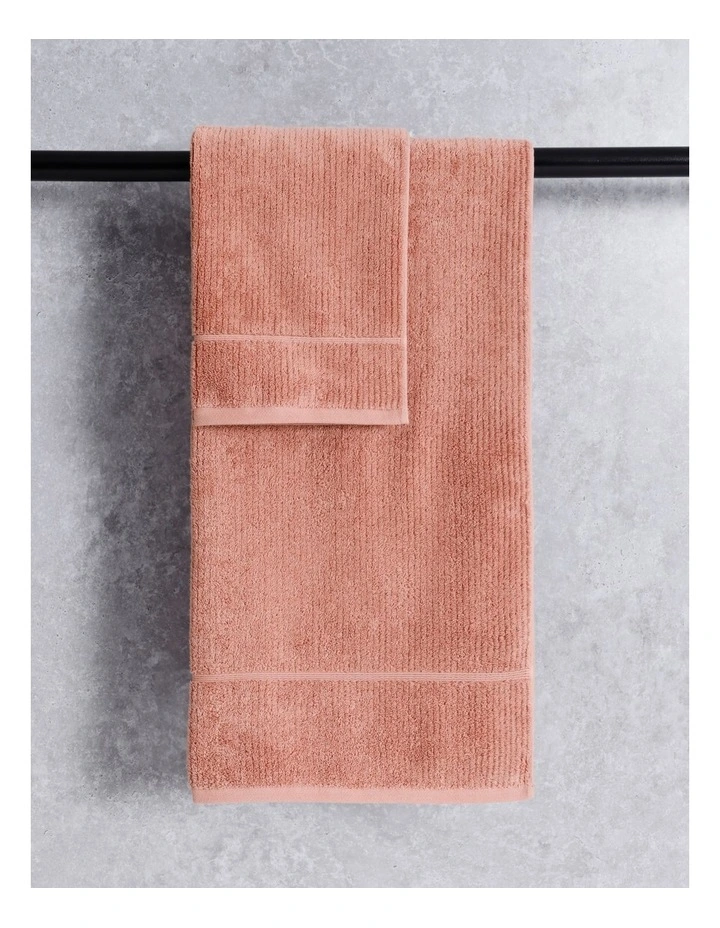 Combed Cotton Ribbed Towel Range in Pink Clay