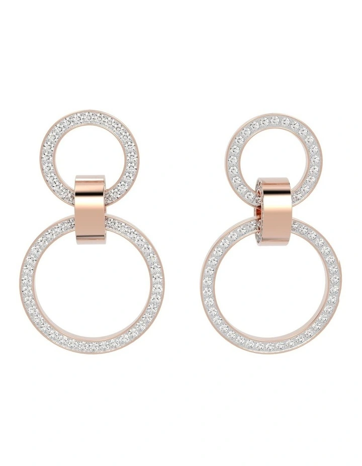 Hollow Hoop Earrings Rose Gold-Tone Plated in White