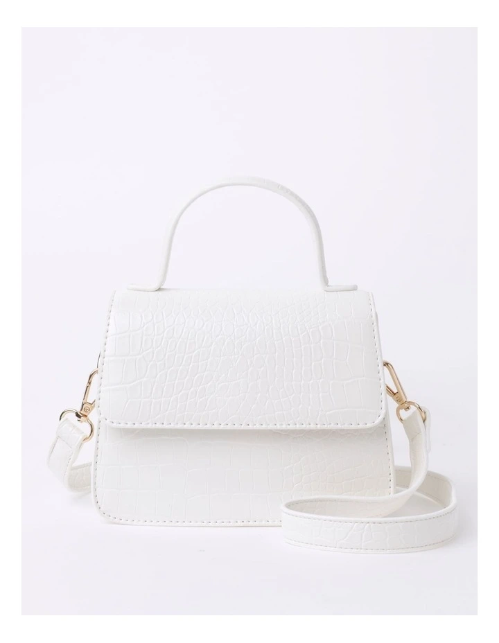 Ivory Croc Bag In White