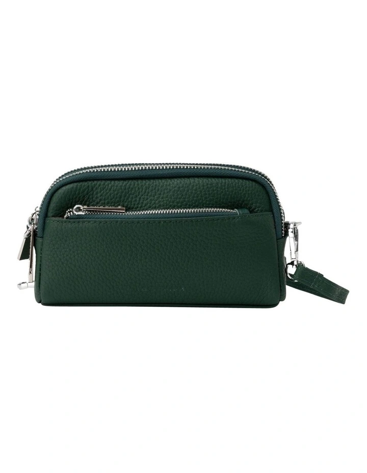 Aubrey Leather Clutch in Emerald
