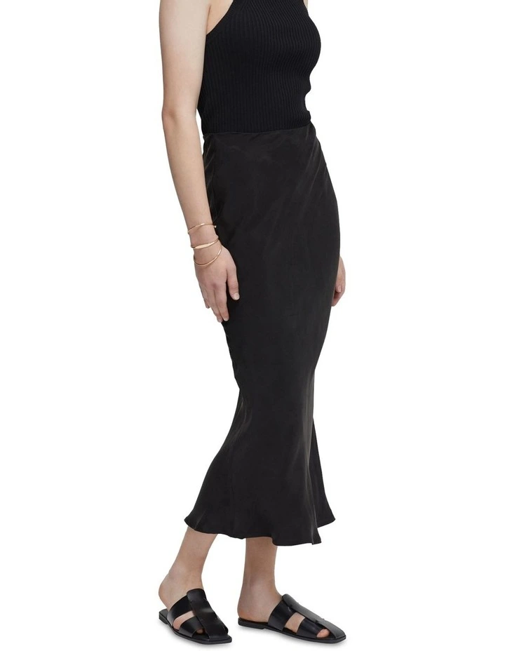 Adele Bias Cut Skirt in Black