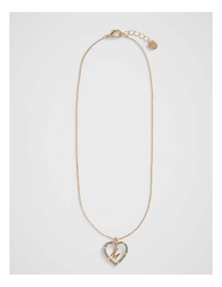 Rainbow Heart Initial "M" Necklace