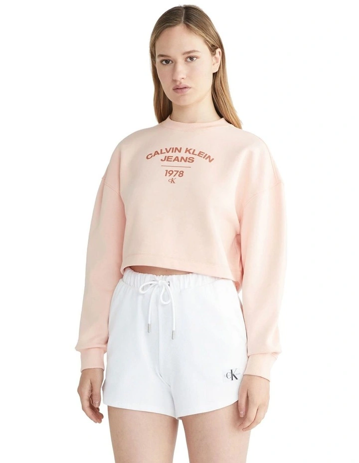 Varsity Logo Crewneck Sweatshirt in Faint Blossom