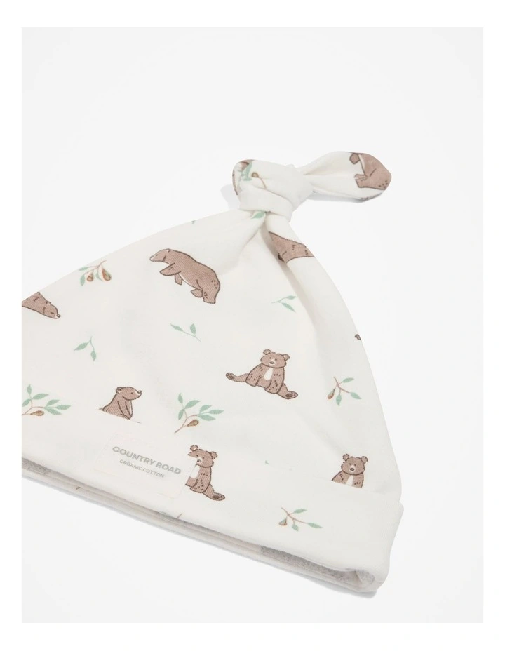 Organically Grown Cotton Bear Beanie in Marshmallow