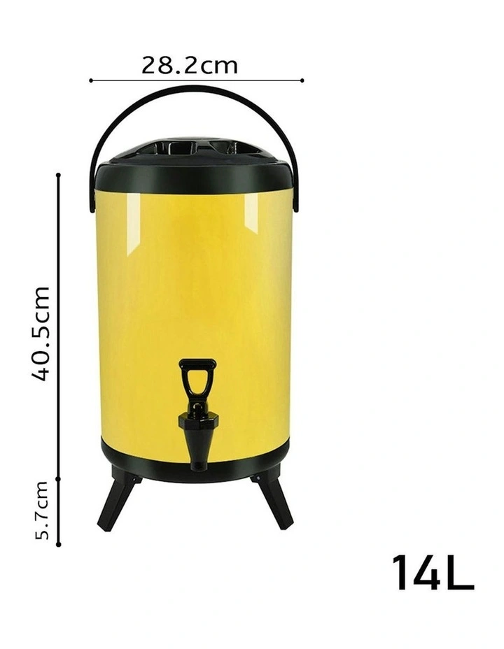Stainless Steel Insulated Milk Tea Barrel 14L in Yellow