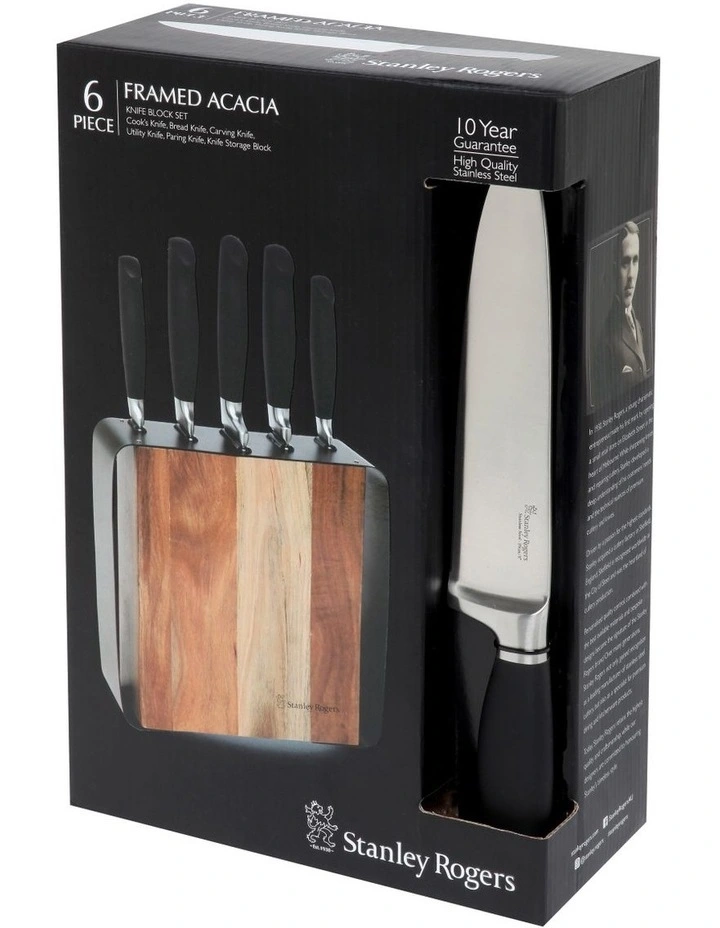 Framed Acacia 6 Piece Knife Block