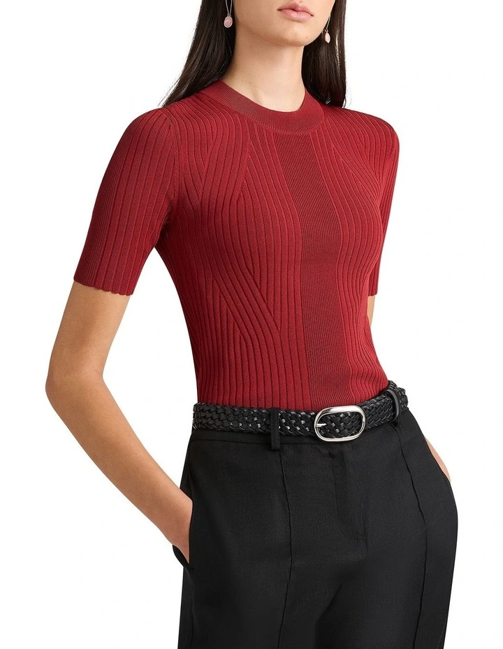 Deirdre Knit Tee in Cherry