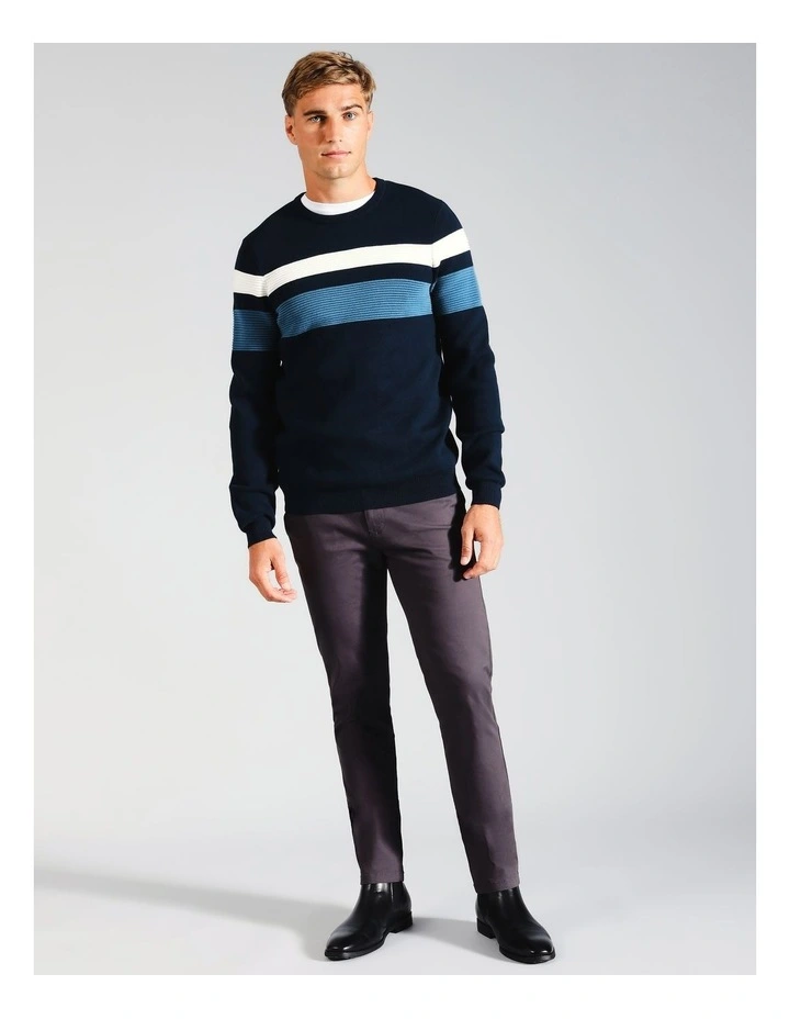 Ethan Engineered Stripe Knit in Blue