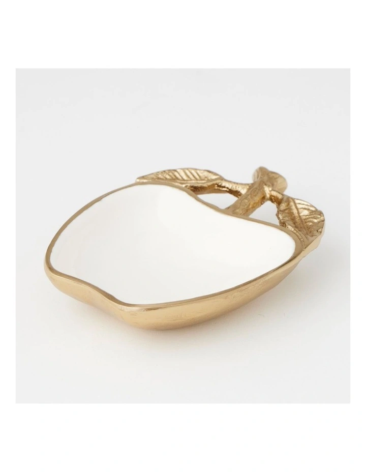 Apple Trinket Bowl 13cm in White/Gold