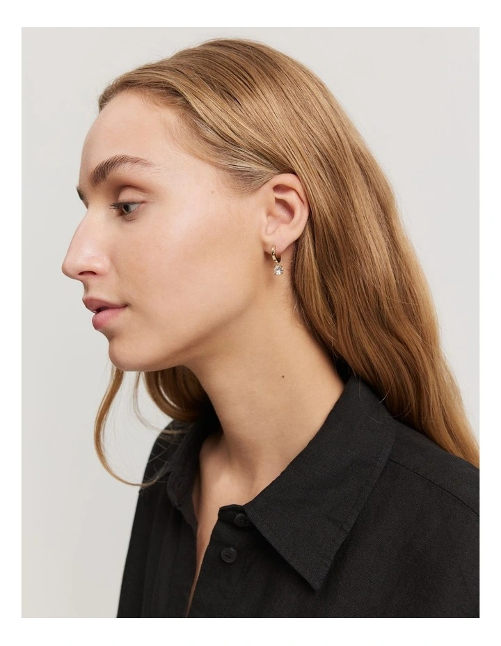 Ava Large Crystal Hoop Earring in Gold