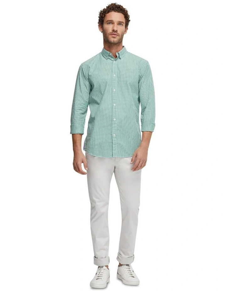 Shoreditch Button Down Stripe Shirt in Green