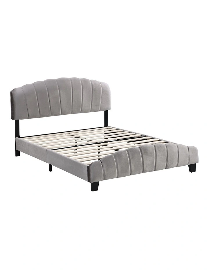 Queen Size Shell-Style Bed Frame Base in Grey