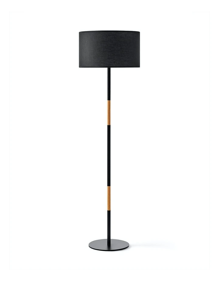 Maddison Wood Accent Floor Lamp in Black