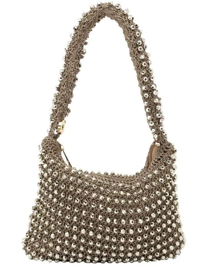 Tiana Dainty Beaded Bag in Light Gold
