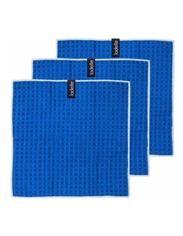 Mega Waffle Microfibre Dishcloth 3 Pack in Blue