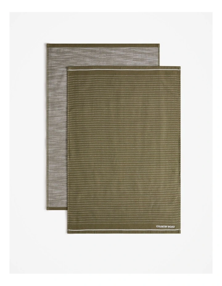 Issi Australian Cotton Tea Towel Pack of 2 in Olive