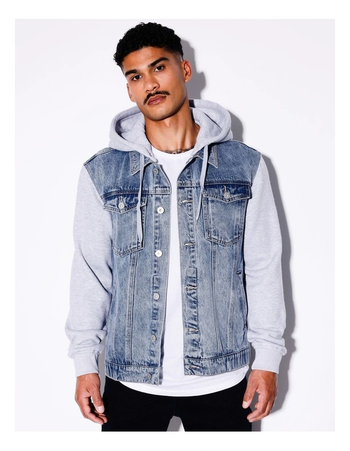 Solar Spliced 2 In 1 Denim Jacket in Blue
