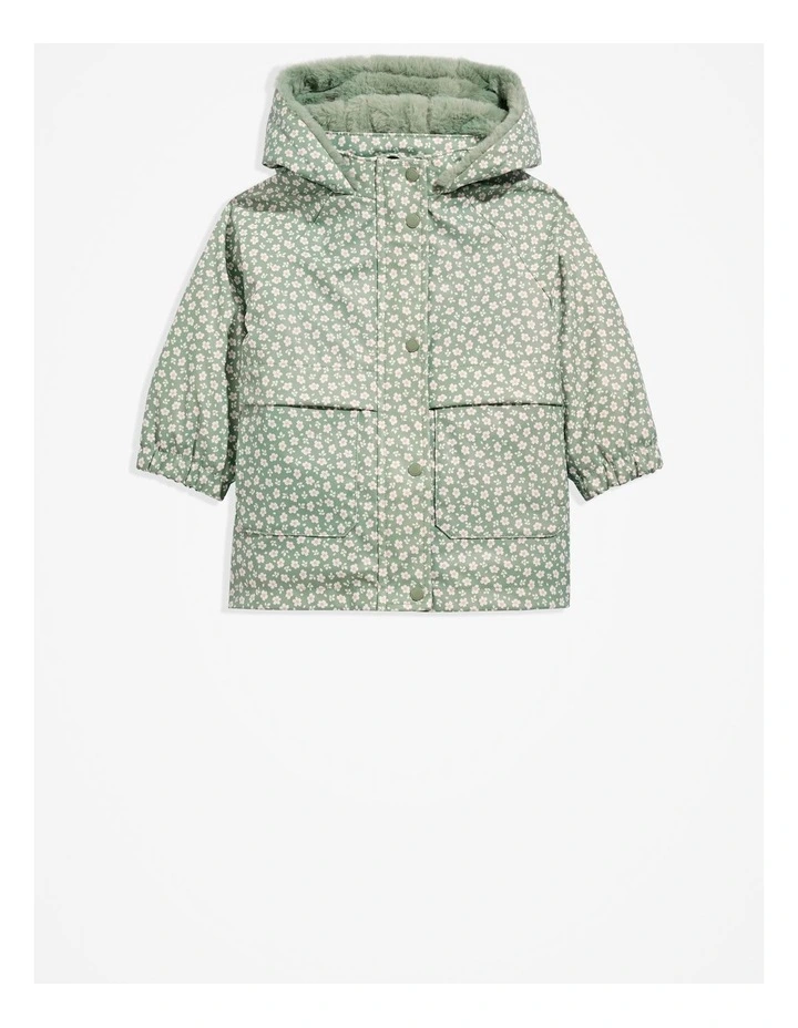 Hooded Rain Jacket in Fern Ditsy