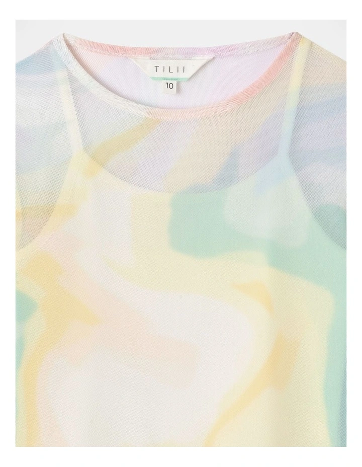 Long Sleeve Mesh Midi Dress in Rainbow